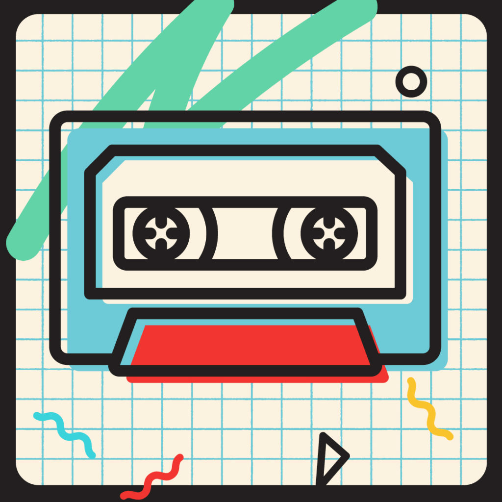 SoNo Fest illustration icon of tape on retro 80s background