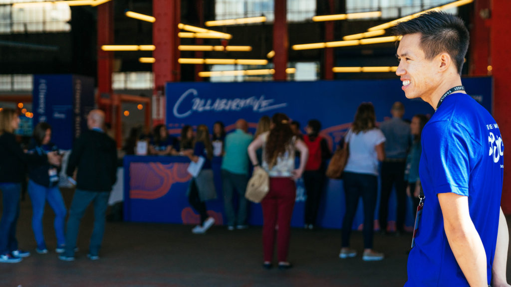 Registration table and greeter