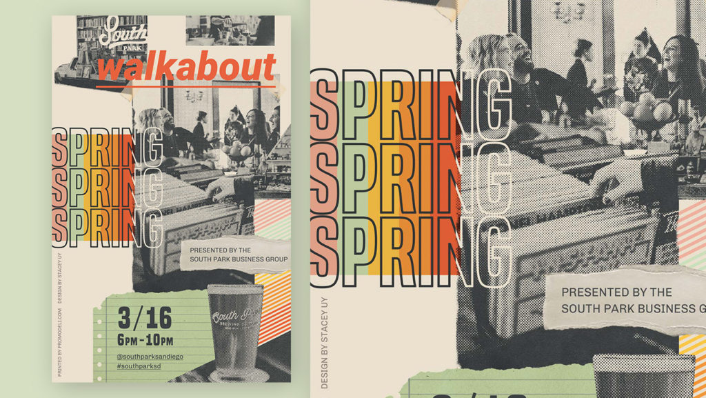 Walkabout poster with gritty textured photo collage for Spring season