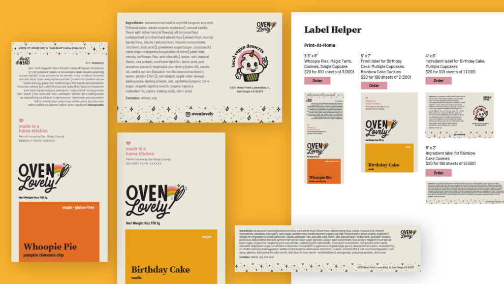 Full label system including cakes and label size instruction sheet
